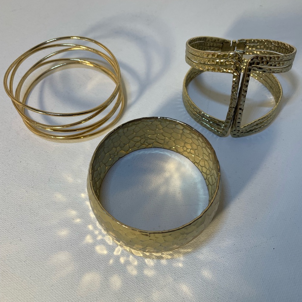 Gold-Tone Statement Bangle Bracelet Set